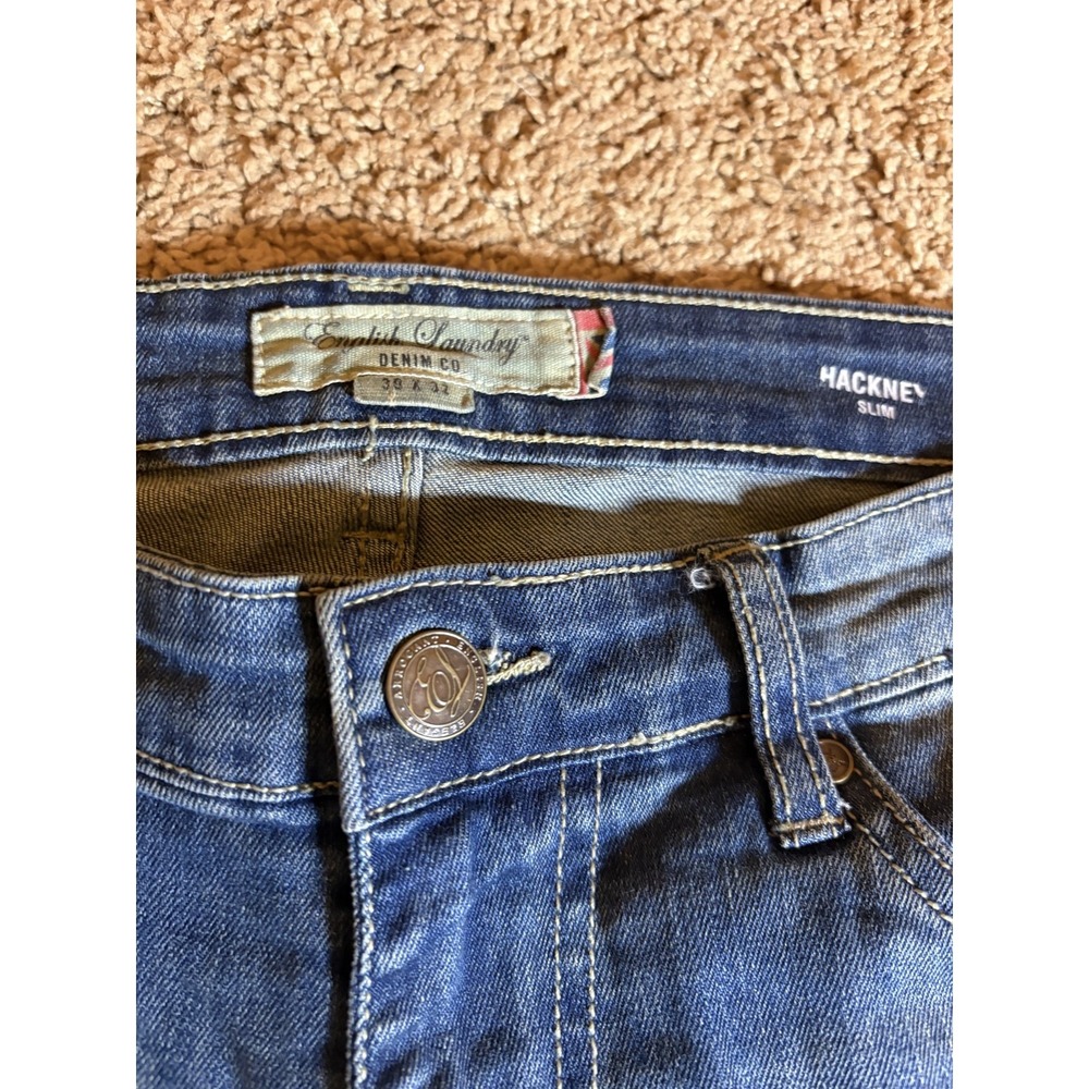 English Laundry Jeans Men's Size 30x32 Hackiney Slim Straight Leg Whiskered - Picture 2 of 9